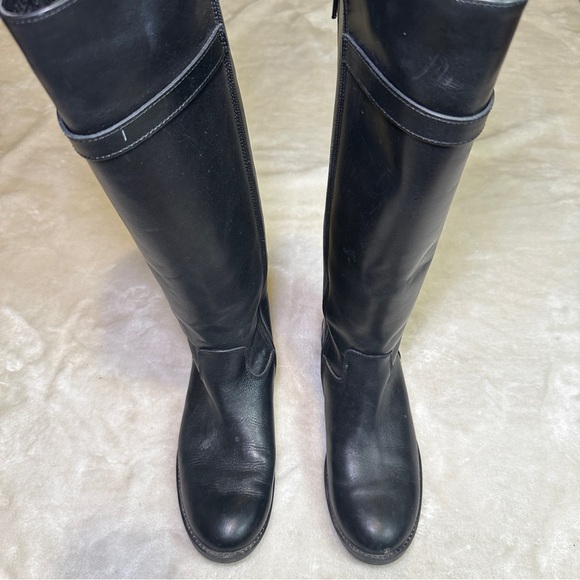 Italian Shoemakers Black Tall Leather Boots Size 8 - Picture 7 of 13